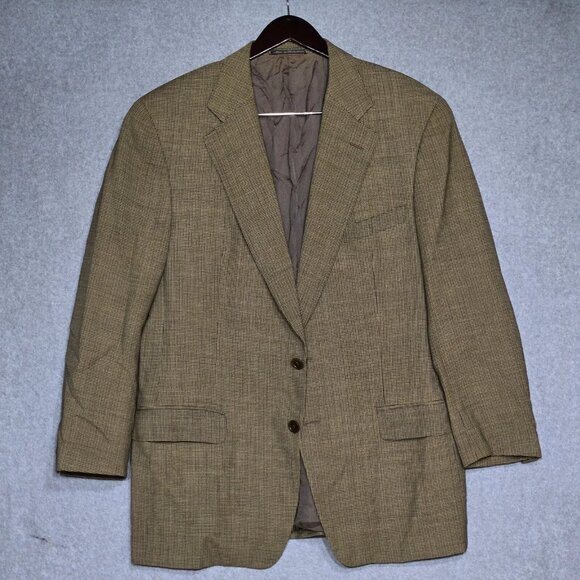 Ermenegildo Zegna Soft Blazer SZ 42 Beige Herringbone Single Breasted Two Button - Picture 1 of 15